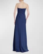 Image 2 of 3: Badgley Mischka Collection Strapless Draped Bow-Front Gown