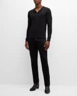Image 2 of 6: TOM FORD Men's Ribbed Henley Long-Sleeve T-Shirt