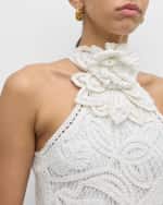 Image 6 of 7: Ungaro Nicolette Sequin Lace Halter Blouse