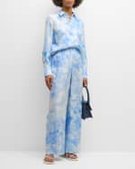 Image 7 of 7: Lafayette 148 New York Scottie Floral-Print Silk Twill Blouse