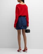 Image 3 of 6: Jonathan Cohen Denim Tie Mini Skirt