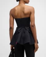 Image 3 of 6: Jonathan Cohen Strapless Tie Peplum Bustier Top