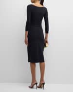 Image 3 of 6: Chiara Boni La Petite Robe Bateau-Neck Zipper-Trim Bodycon Midi Dress