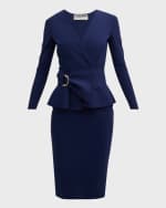 Image 1 of 6: Chiara Boni La Petite Robe Surplice Bodycon Peplum Midi Dress