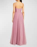 Image 3 of 5: Theia Delphine Pleated Organza A-Line Gown