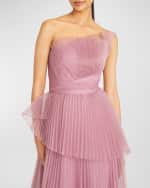 Image 5 of 5: Theia Delphine Pleated Organza A-Line Gown