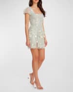 Image 3 of 4: Dress the Population Black Label Jillian Beaded Floral Applique Mini Dress