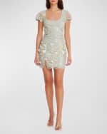 Image 1 of 4: Dress the Population Black Label Jillian Beaded Floral Applique Mini Dress