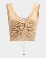 Image 1 of 6: Rabanne Grommet Embellished Sleeveless Crop Top