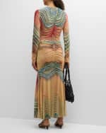 Image 5 of 6: Ulla Johnson Alyssa Ruffled Chevron Stripe Midi Skirt
