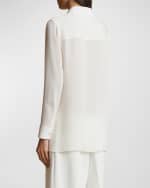 Image 5 of 5: Khaite Luka Button-Front Top with Ruffle Detail