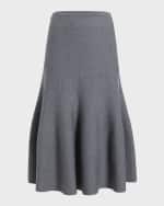 Image 1 of 6: Khaite Odil Wool-Blend Midi Skirt