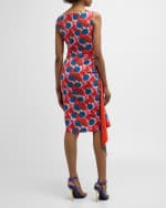 Image 4 of 6: Chiara Boni La Petite Robe Pleated Floral-Print Bodycon Dress