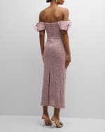 Image 4 of 6: Jovani Beaded Off-Shoulder Column Midi Dress