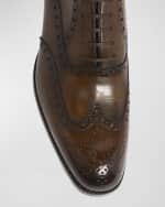 Image 4 of 6: TOM FORD Men's Edgar Leather Wingtip Brogue Derby Shoes