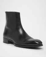 Image 5 of 6: TOM FORD Men's Elkan Burnished Leather Zip Boots