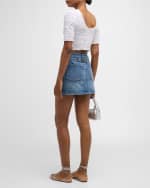Image 3 of 6: Alice + Olivia Joss Buckle Back Denim Mini Skirt