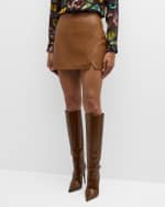 Image 2 of 6: Alice + Olivia Siobhan Vegan Leather Wrap Mini Skirt