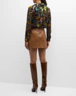Image 3 of 6: Alice + Olivia Siobhan Vegan Leather Wrap Mini Skirt