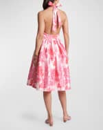 Image 2 of 3: Frances Valentine Lydia Backless Floral-Print Halter Midi Dress