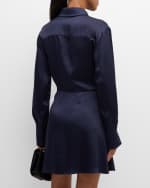 Image 4 of 6: SIMKHAI Talit Draped-Front Mini Shirtdress