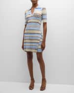 Image 2 of 6: SIMKHAI Solana Stripe Knit Polo Mini Dress