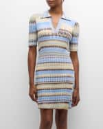 Image 5 of 6: SIMKHAI Solana Stripe Knit Polo Mini Dress