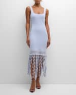 Image 5 of 6: SIMKHAI Signa Lattice Fringe Midi Tank Dress