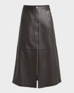 Image 1 of 6: Giorgio Armani Zip-Up Leather Maxi Skirt