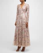 Image 5 of 6: Needle & Thread Sequin Paradise Floral Tulle Gown