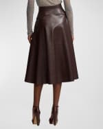 Image 3 of 5: Ralph Lauren Collection Millie Circle-Cut Soft Leather Skirt