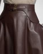 Image 5 of 5: Ralph Lauren Collection Millie Circle-Cut Soft Leather Skirt