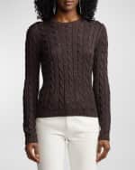 Image 2 of 5: Ralph Lauren Collection Shiny Cable Silk Crewneck Sweater
