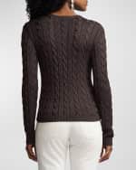 Image 3 of 5: Ralph Lauren Collection Shiny Cable Silk Crewneck Sweater
