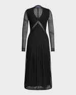 Image 1 of 5: Ralph Lauren Collection Engineered Pointelle V-Neck Midi Dress
