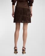 Image 3 of 6: Ralph Lauren Collection Brielle Suede Fringe Mini Skirt