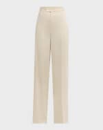 Image 1 of 6: Ralph Lauren Collection Modern Wool Wide-Leg Trousers