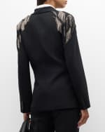 Image 5 of 6: Ralph Lauren Collection Tamara Luxury Wool Crepe Blazer Jacket with Crystal Embellishment