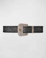 Image 1 of 4: Ralph Lauren Collection Lasered Calf-Suede Wide Western Belt