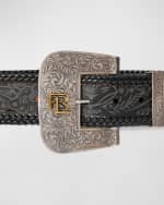 Image 4 of 4: Ralph Lauren Collection Lasered Calf-Suede Wide Western Belt