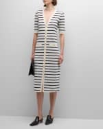 Image 5 of 6: FRAME Henley Stripe Button-Front Dress