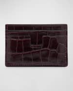 Image 3 of 4: TOM FORD Men's T-Line Shiny Croc-Effect Card Holder