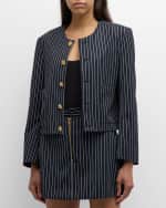 Image 2 of 6: FRAME Pinstripe Button-Front Jacket