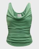 Image 1 of 6: Cinq a Sept Cherise Ruched Cowl-Neck Tank Top
