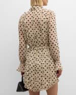 Image 4 of 6: Cinq a Sept Estelle Ruffled Polka-Dot Mini Shirtdress