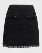 Image 1 of 6: Cinq a Sept Kimmie Embellished Fringe Cotton Bouclé Mini Skirt