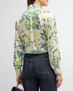 Image 4 of 6: Cinq a Sept Marianna Tie-Front Seaside Bouquet Top