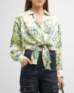 Image 1 of 6: Cinq a Sept Marianna Tie-Front Seaside Bouquet Top