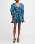 Image 2 of 6: Cinq a Sept Siene Belted V-Neck Mini Dress