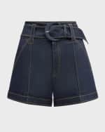 Image 1 of 6: Cinq a Sept Aldi Belted Denim Shorts